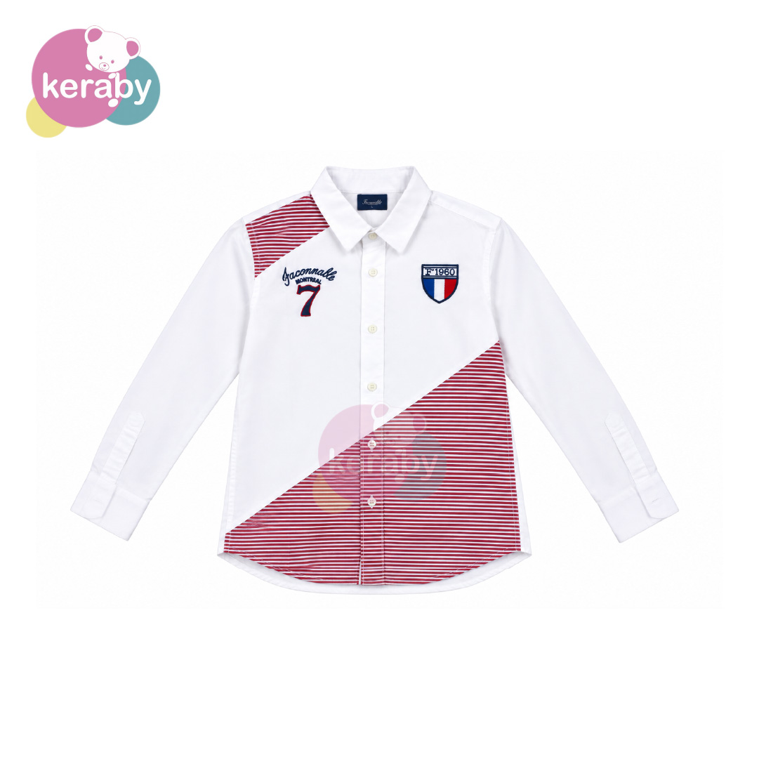 CHEMISE ML BLANC BORDEAU-G1