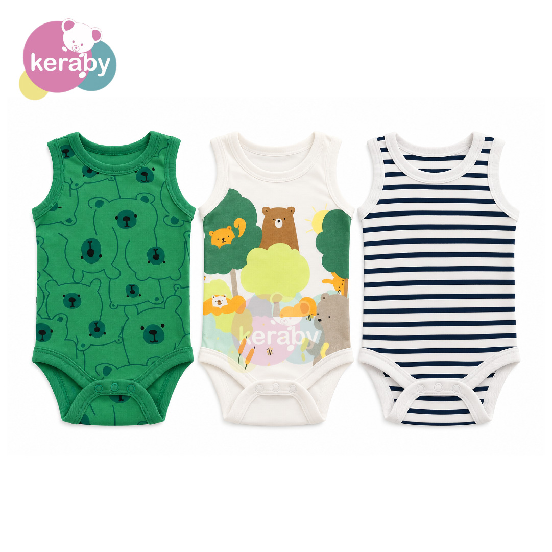 BODY DEMEMBRE PANDA MULTICOLOR LOT DE 3  (VERT)