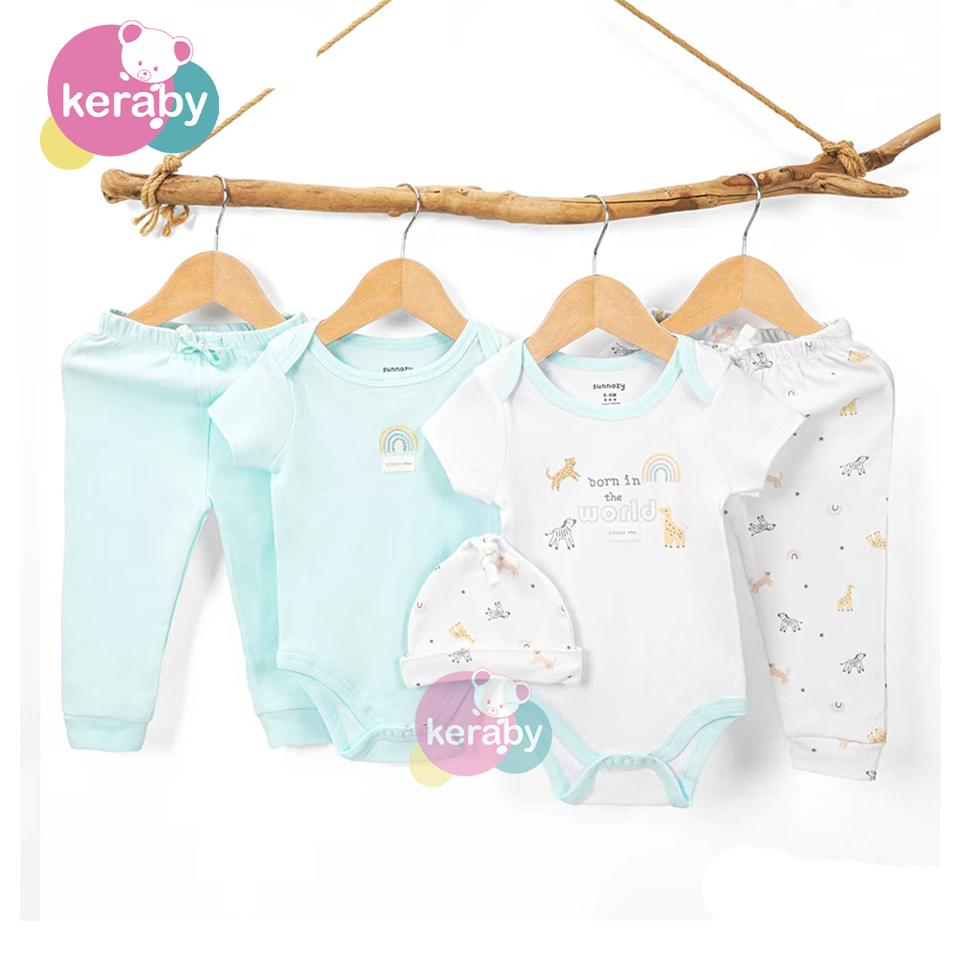 ENSEMBLE 2 BODY + 2 PANTALON+ BONNET BORN IN THE WORLD