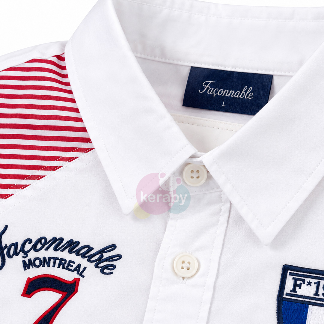 CHEMISE ML BLANC BORDEAU-G1 — photo 2