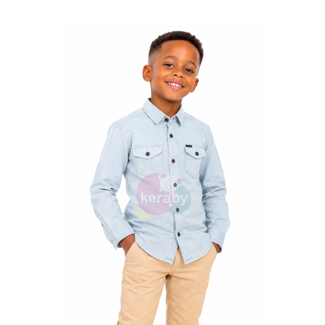CHEMISE ML BLEU CIEL-G1 — photo 5