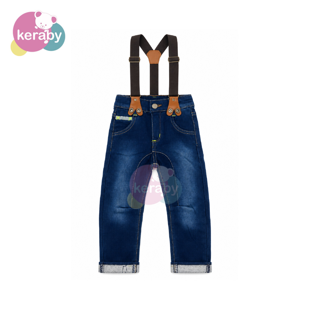PANTALON JEAN BRETELLE BLEU-G1