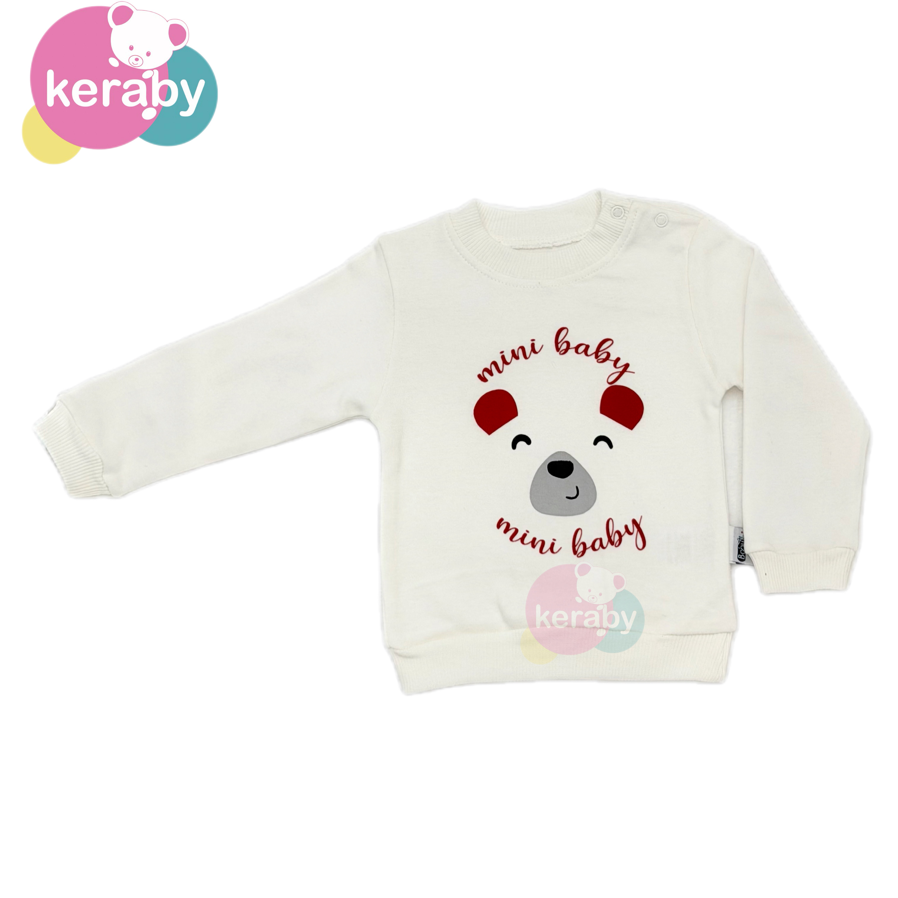 Ensemble Bébé Mini Baby" – Sweat Ivoire & Pantalon Rouge Ourson — photo 2
