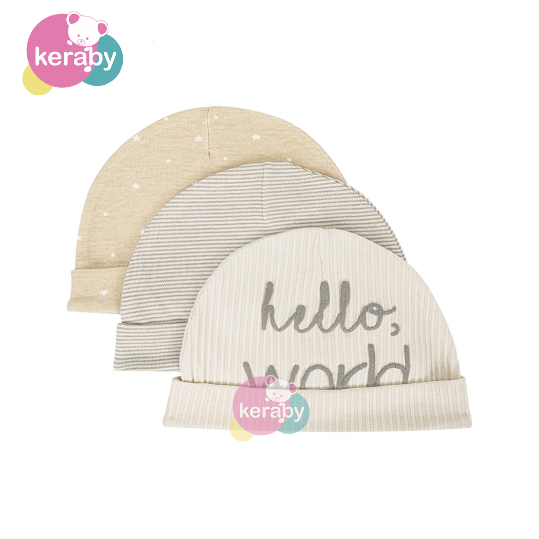 BONNET LOT DE 3 HELLO WORLD