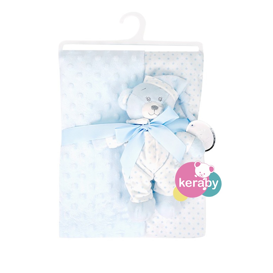 COUVERTURE A POIS DOUBLE FACE+DOUDOU