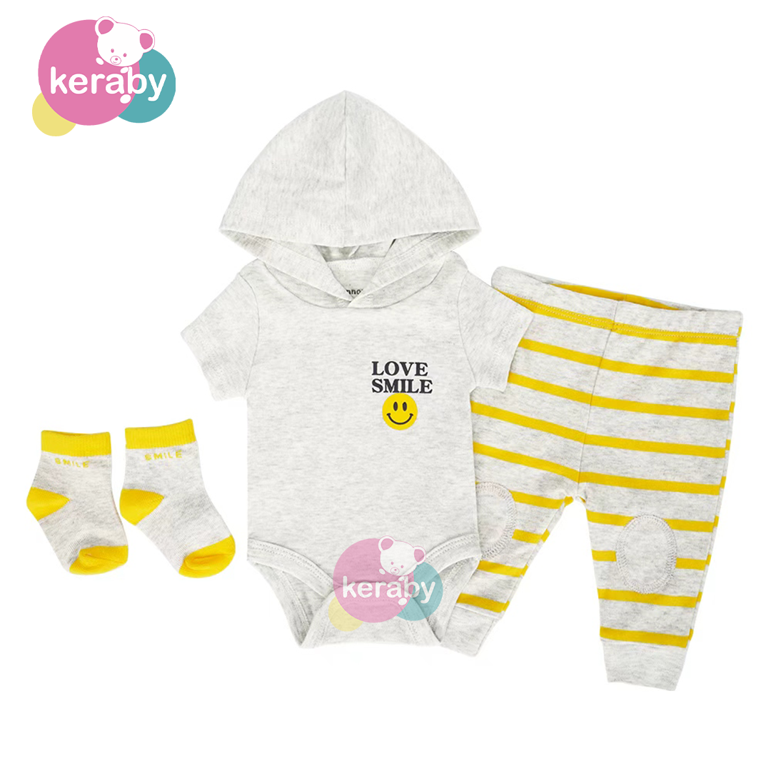 ENSEMBLE BEBE 3PCS LOVE SMILEY