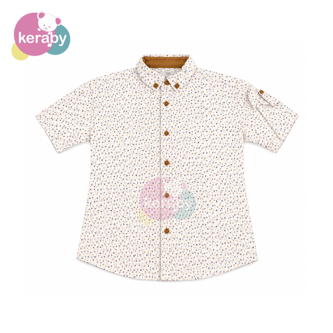 CHEMISE MC BLANC-MARRON
