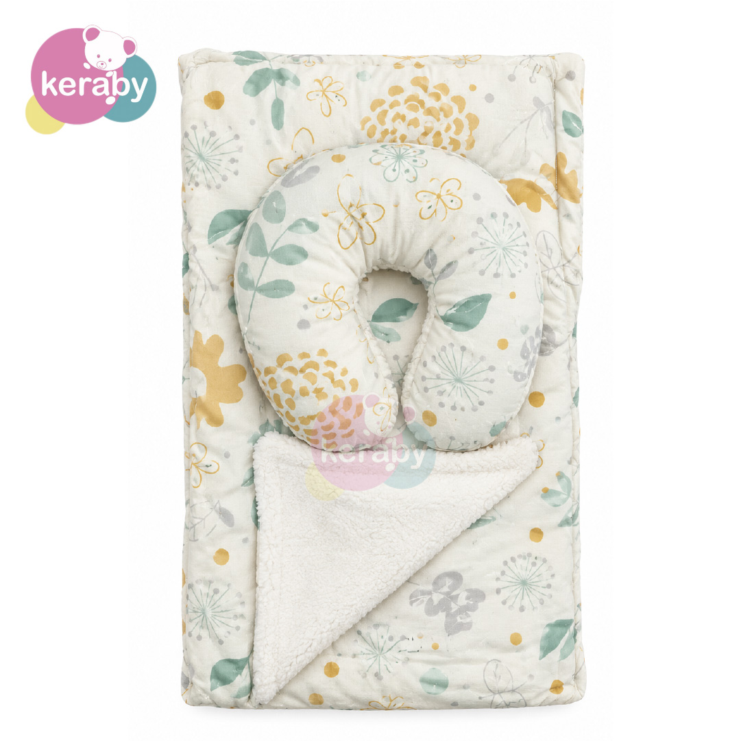 COUVERTURE+CALE TETE FLEURI BABY GROWN