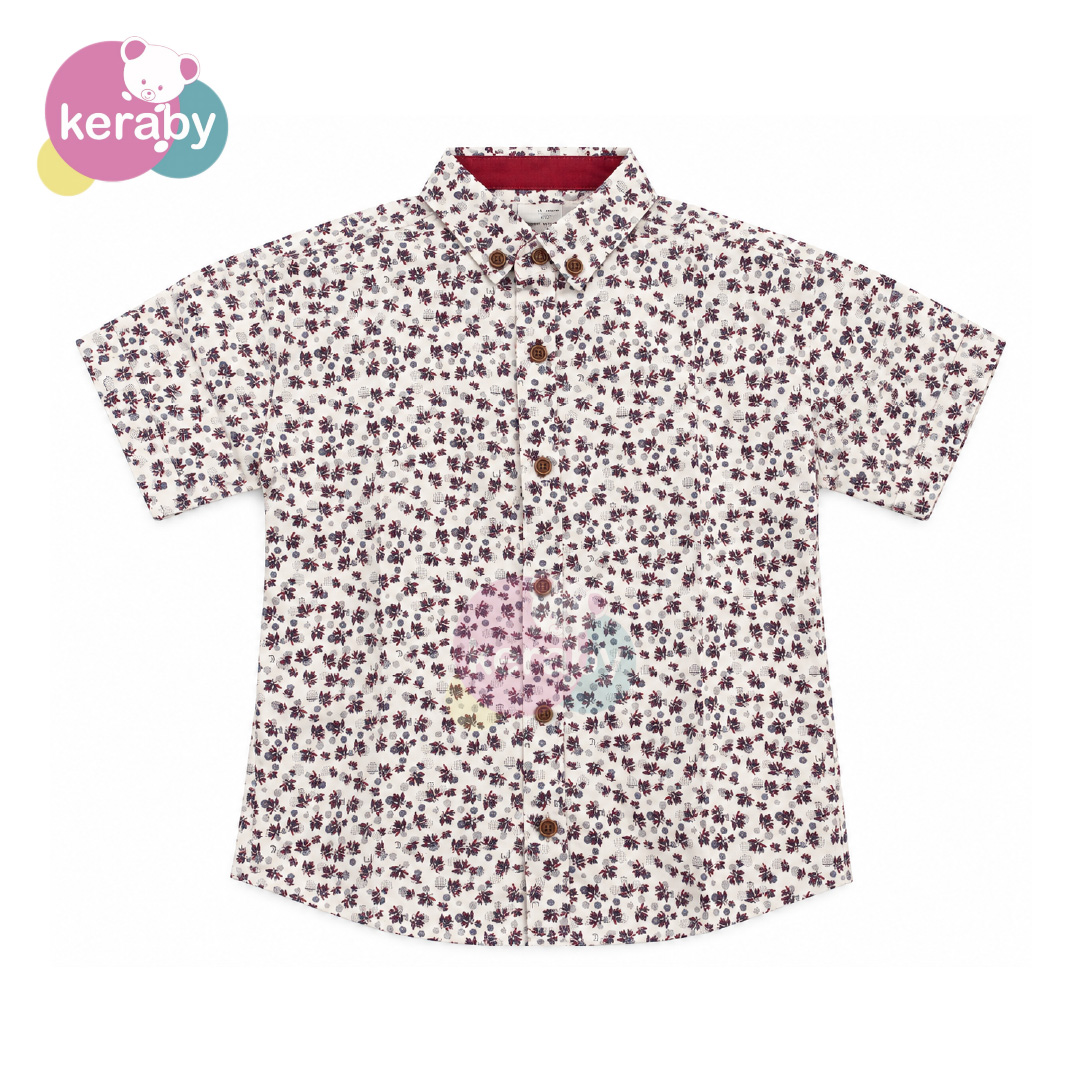 CHEMISE MC BLANC-BORDEAU