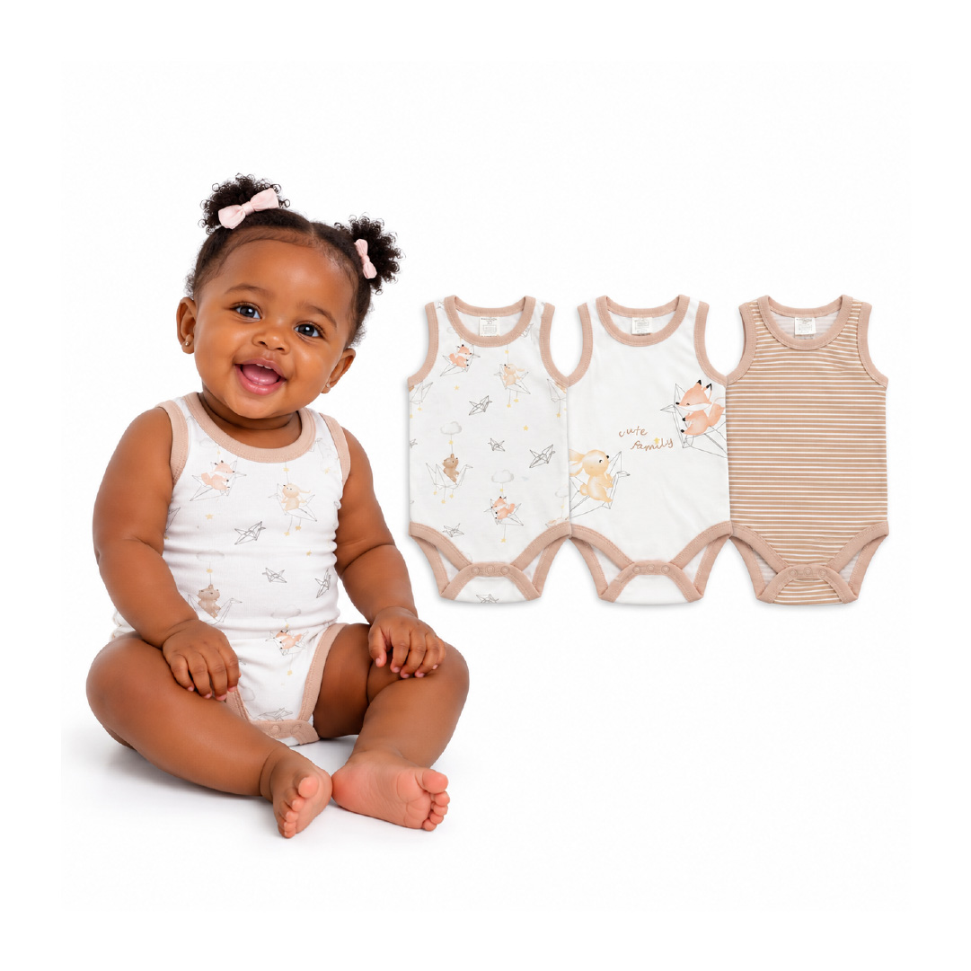 BODY DEMEMBRE CUTE FAMILY/MIXTE LOT DE 3 (MARRON) — photo 3