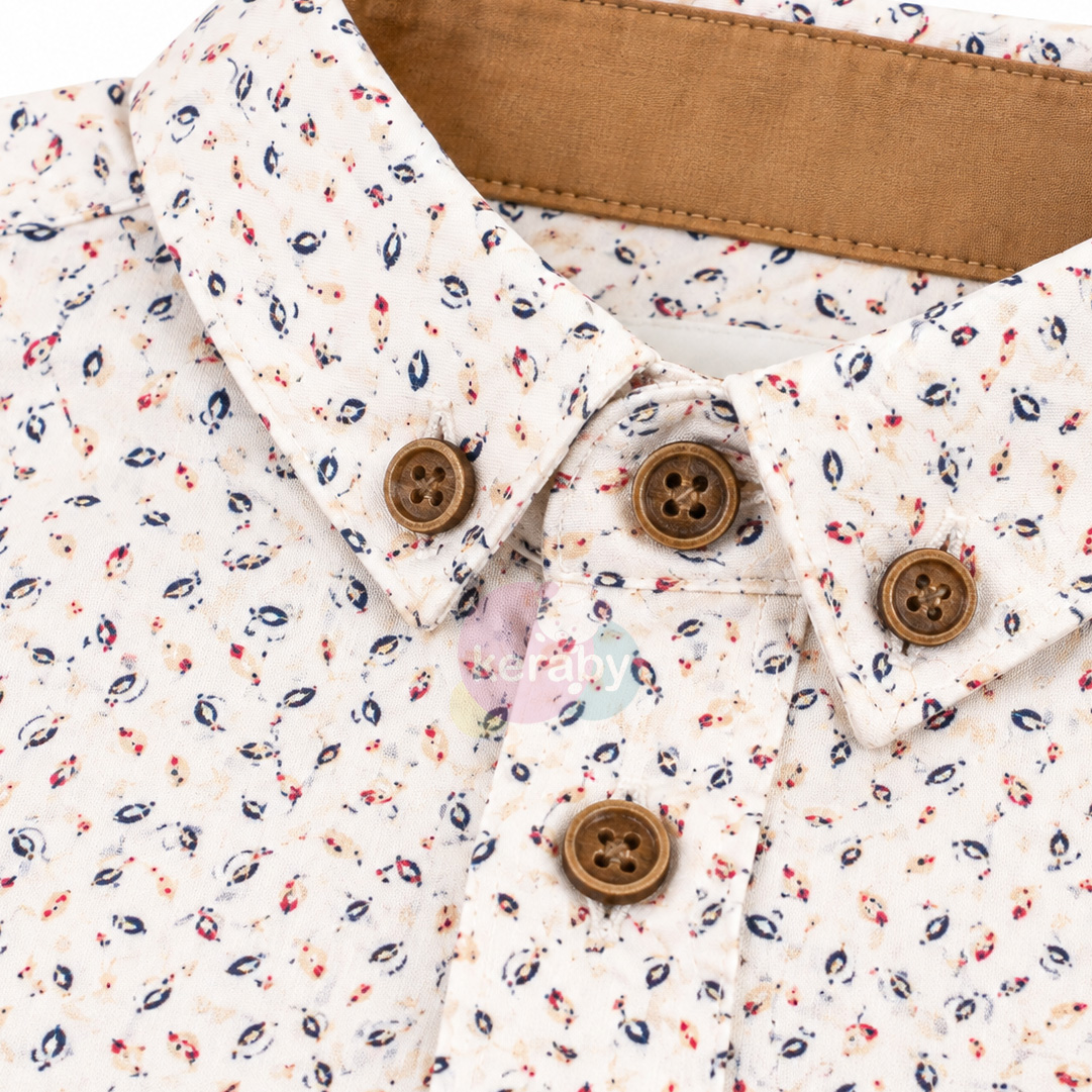 CHEMISE MC BLANC-MARRON — photo 2