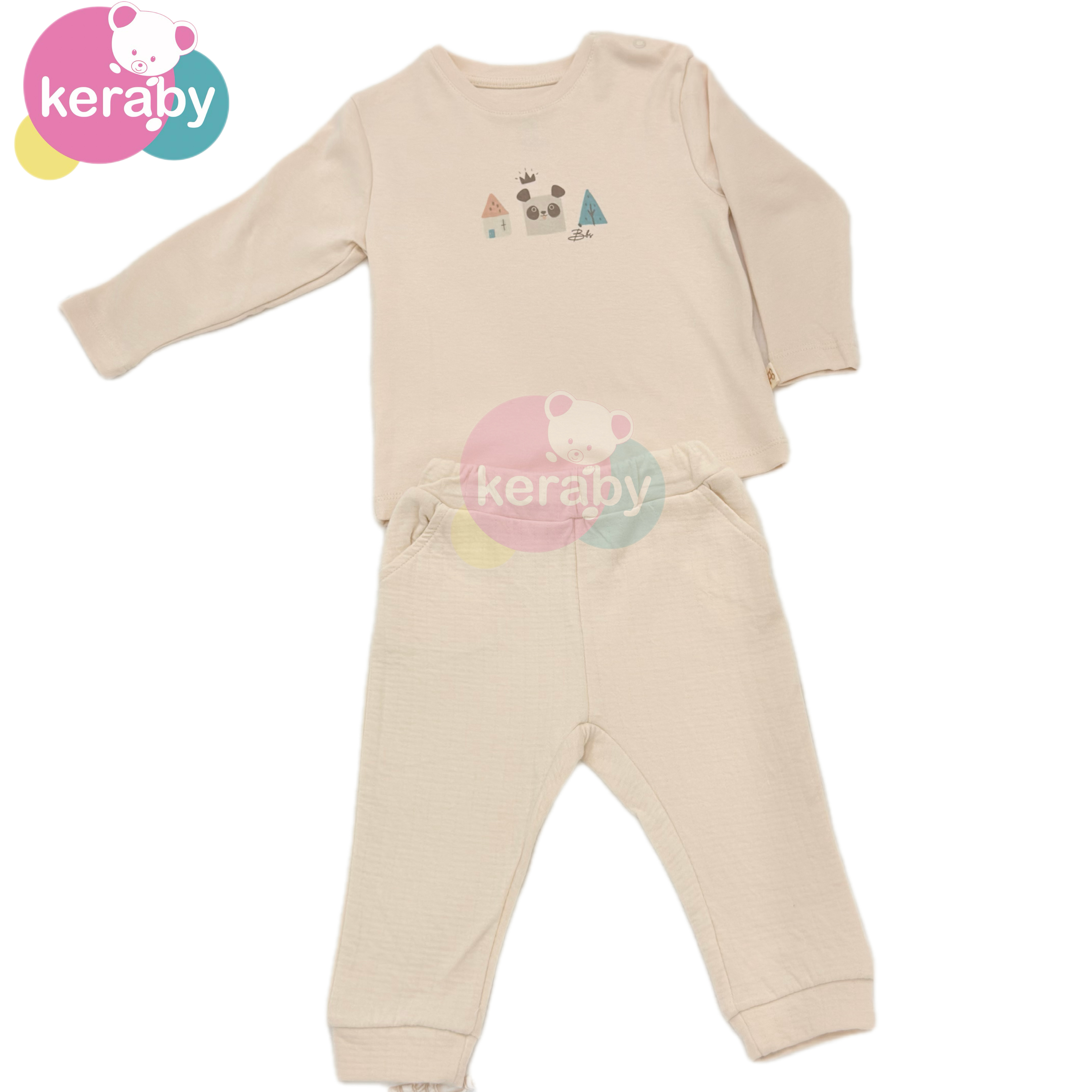 Ensemble 3 Pièces Panda Cocooning – Beige Crème — photo 2