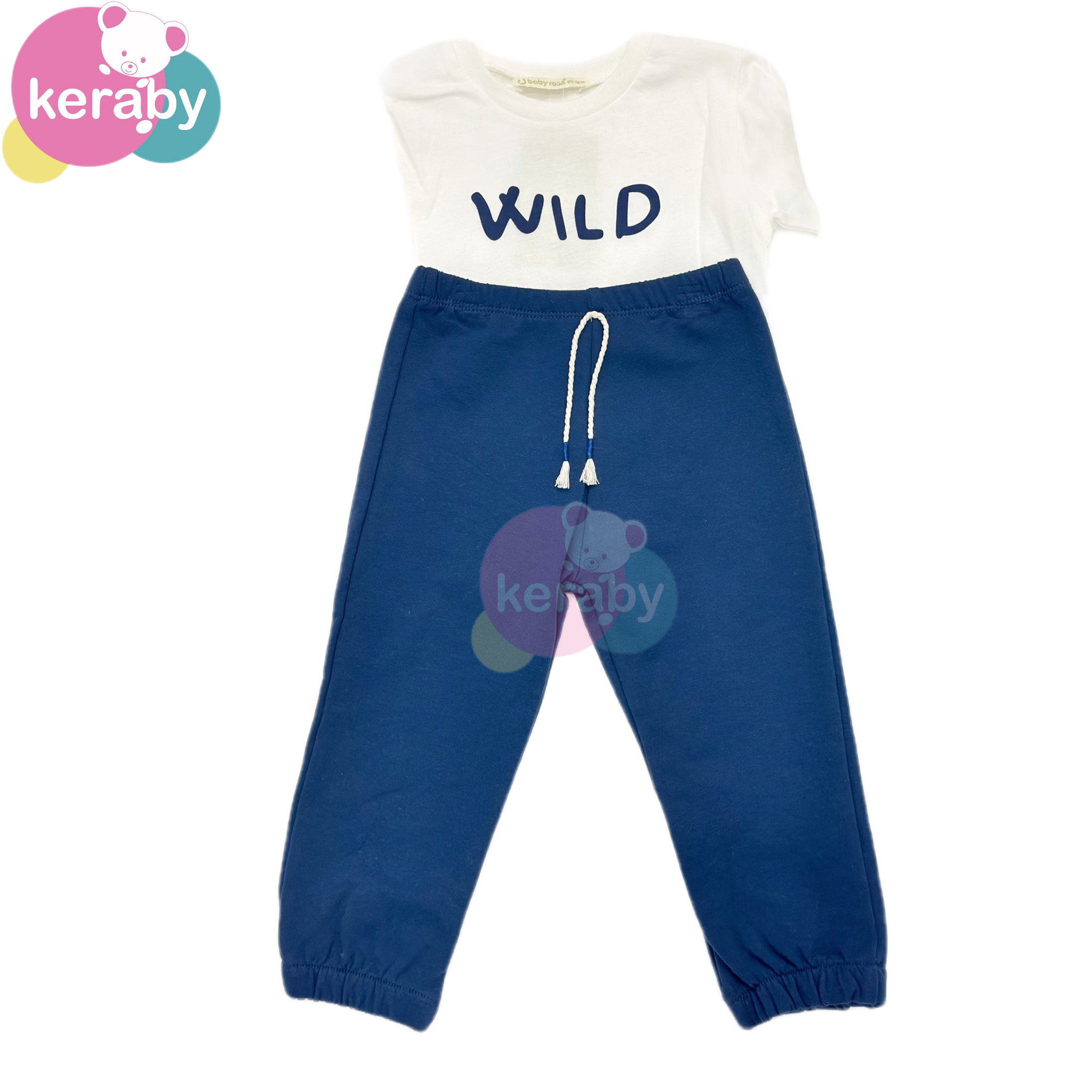 Ensemble 3 Pièces Ourson Wild – Bleu Marine & Blanc — photo 2