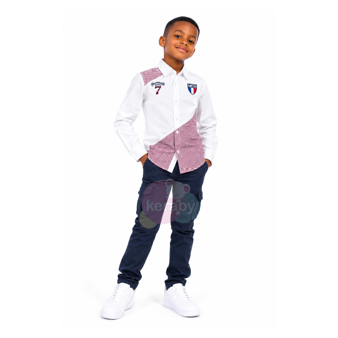 CHEMISE ML BLANC BORDEAU-G1 — photo 3