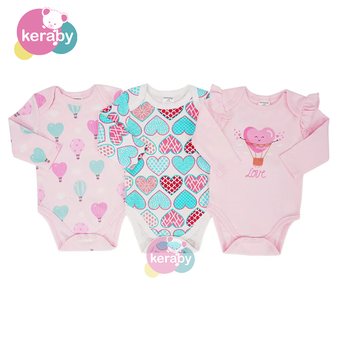 BODY MANCHE LONGUE LOT DE 3 LOVE