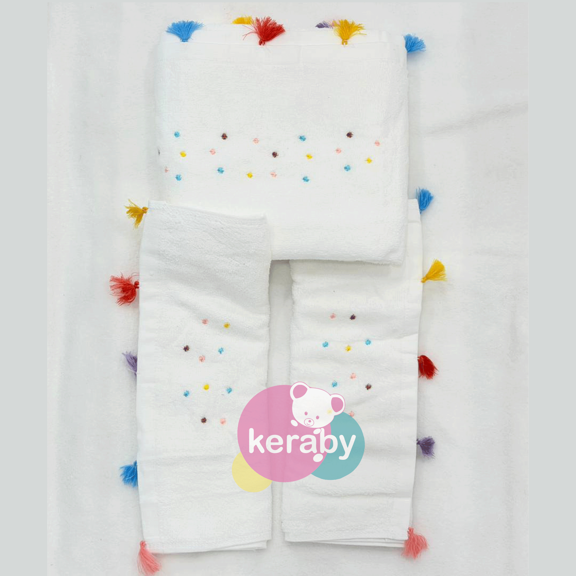 SERVIETTE LOT DE 3 -SF4+POMPOM