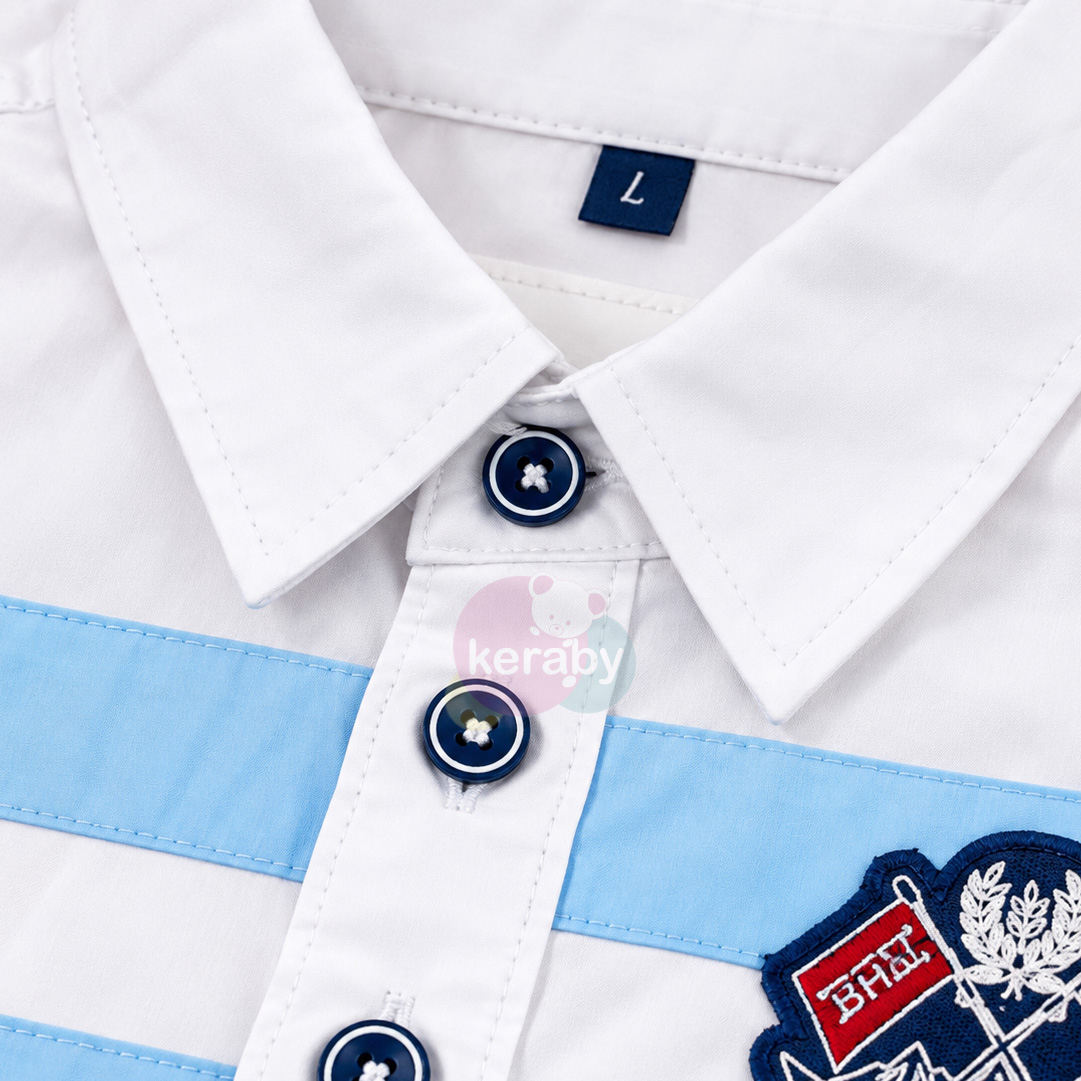CHEMISE ML BLANC BLEU-G1 — photo 2