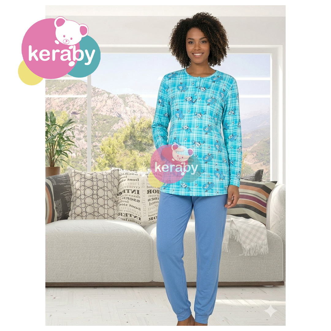 ENSEMBLE MATERNITE BLEU FLEURI