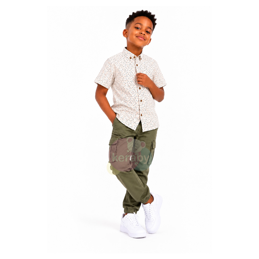 CHEMISE MC BLANC-MARRON — photo 3