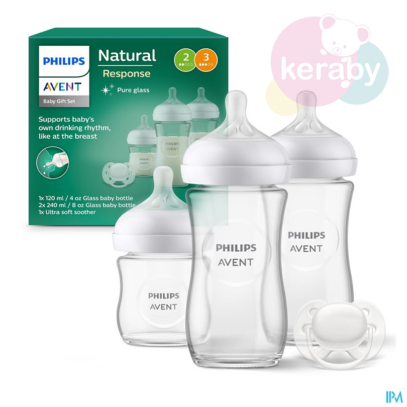 COFFRET BIBERONS AVENT LOT DE 3 EN VERRE