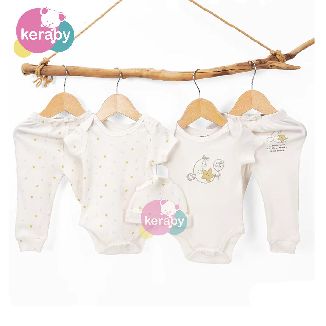 ENSEMBLE 2 BODY + 2 PANTALONS + BONNET LUNE