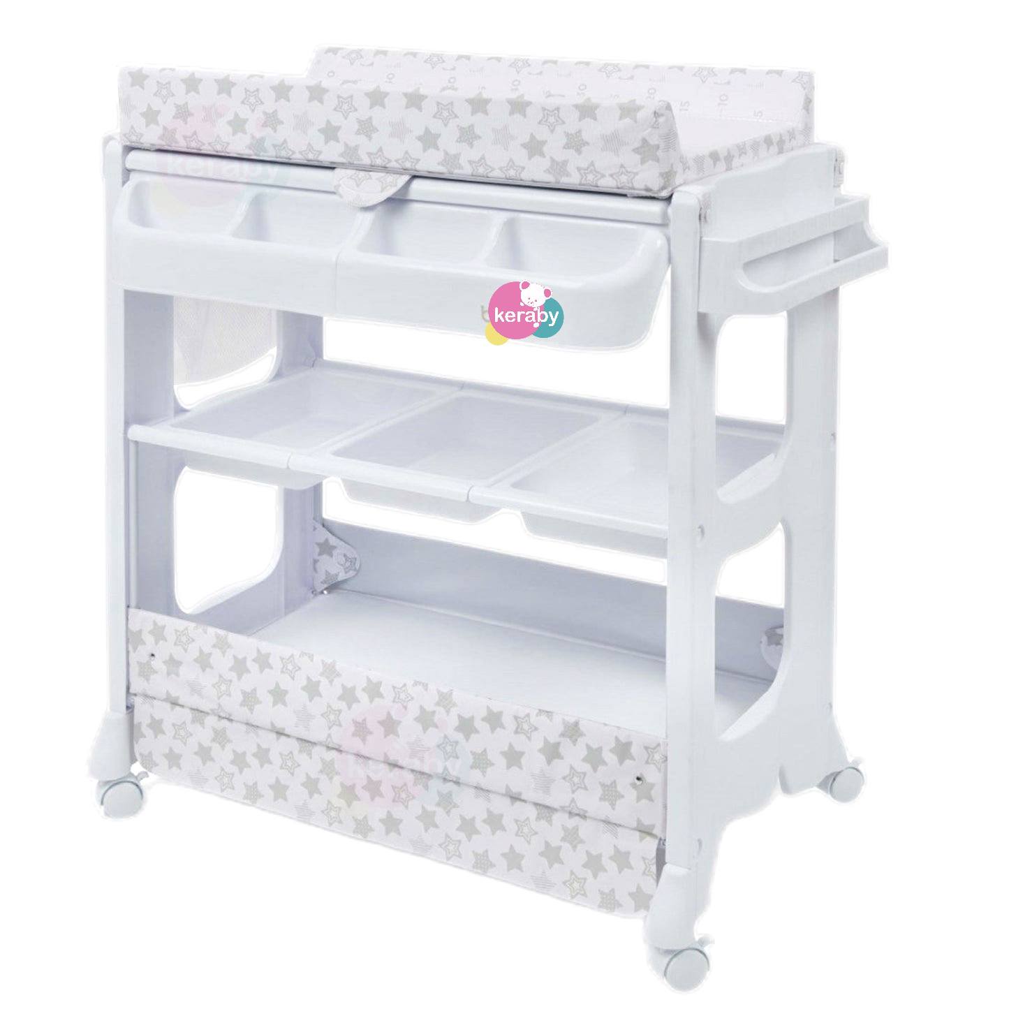 BAIGNOIRE HAUTE + MATELAS A LANGER  BLANC-GRIS