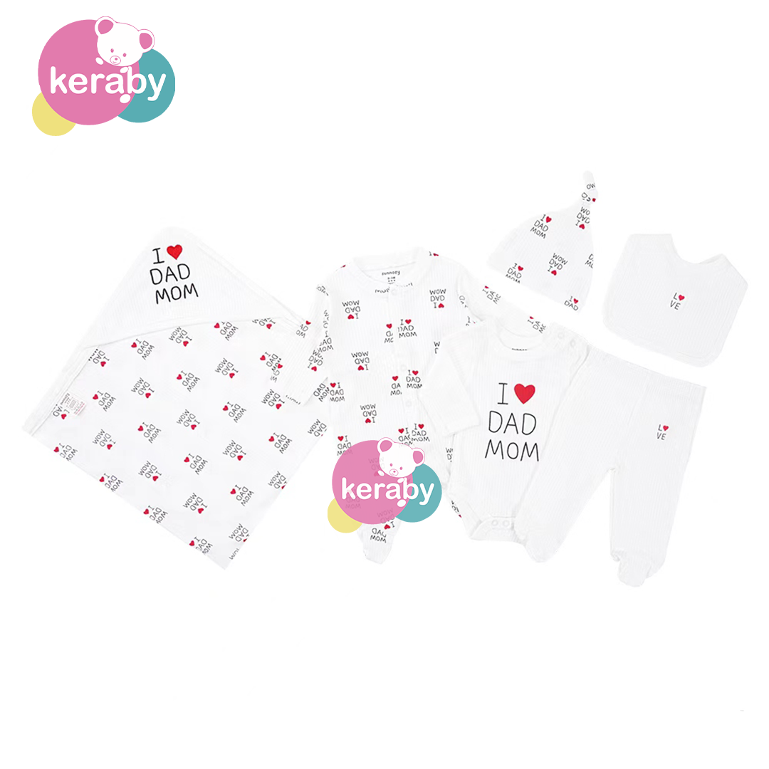 KIT DE NAISSANCE 6PCS  I LOVE DAD MOM