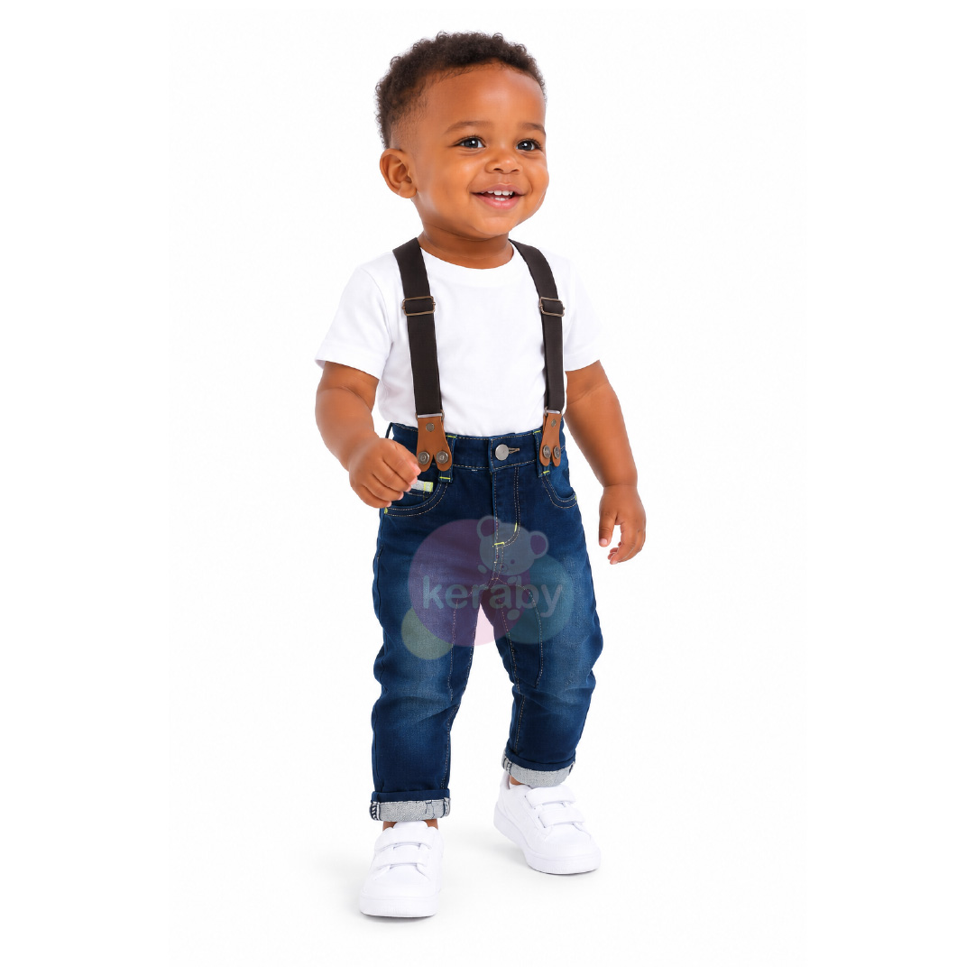 PANTALON JEAN BRETELLE BLEU-G1 — photo 2