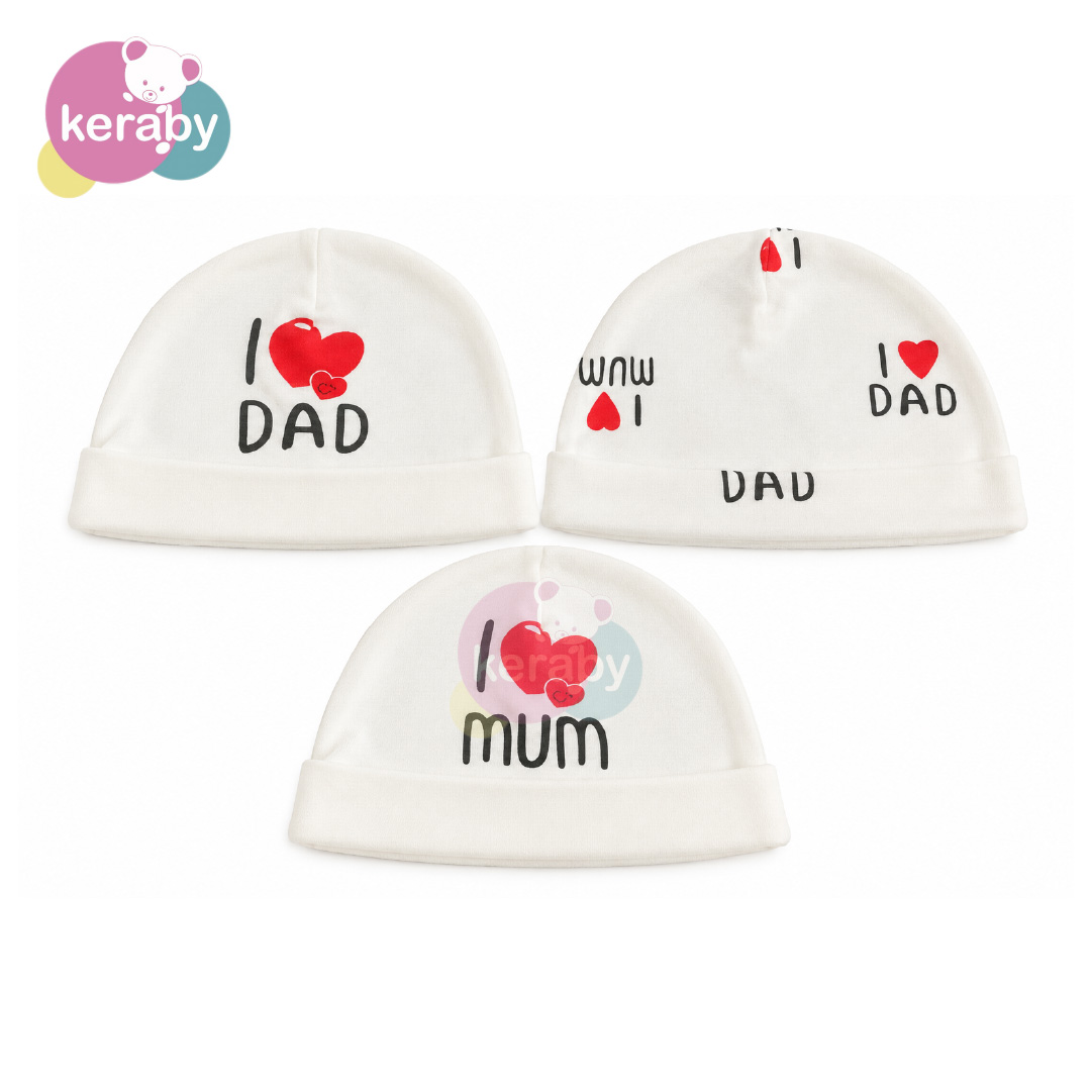 BONNET LOT DE 3 I LOVE MUM