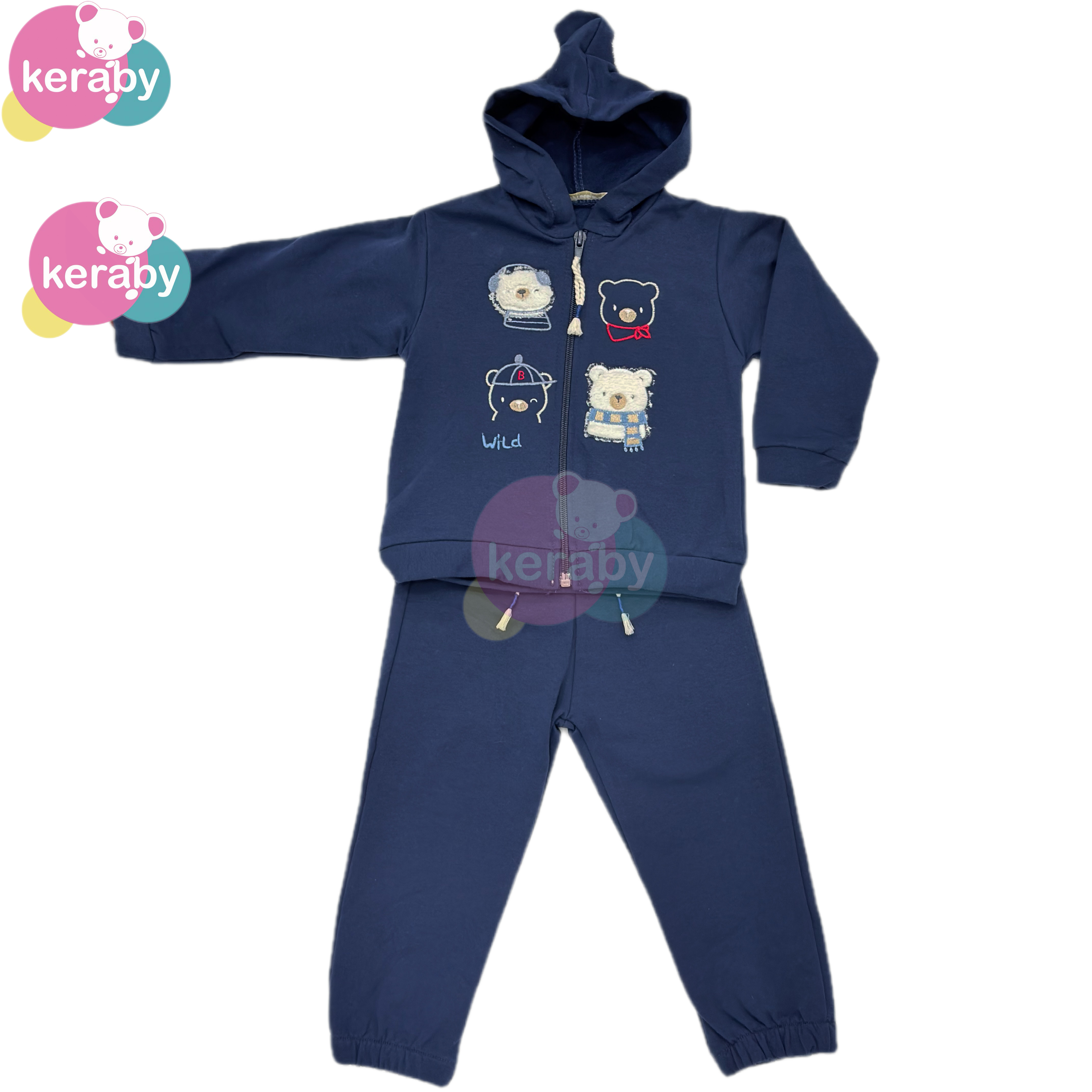 Ensemble 3 Pièces Ourson Wild – Bleu Marine & Blanc — photo 7